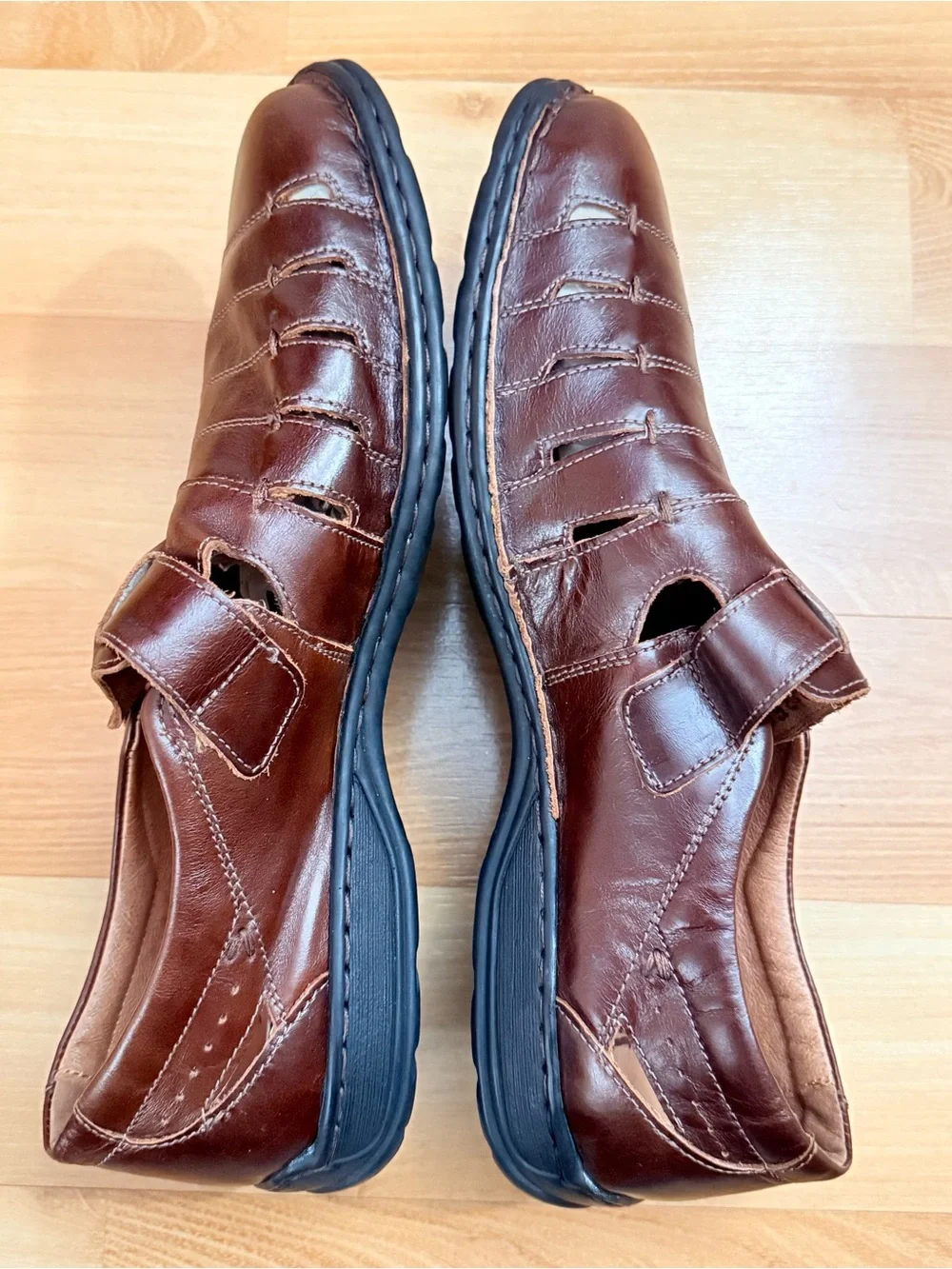 Josef Seibel Steven Fisherman Shoes Brown Leather Slip-On Mens Sz 10.5 (44)